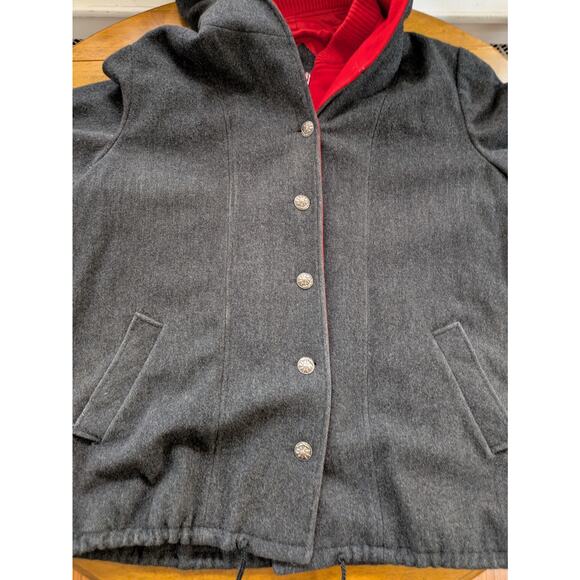 Vintage McIntosh Wool Coat Women’s XXL – Gray with Red Lining, Hooded, USA - Picture 3 of 11